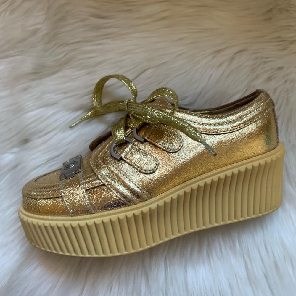 ⭕️Sold⭕️ CHANEL Gold Creepers Platform Sneakers - Picture 2 of 8